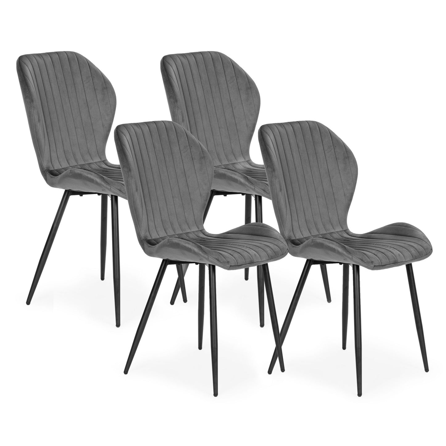 Set of 4 Chairs for Living Room Dining Room Modern Gray Velour Chair ModernHome