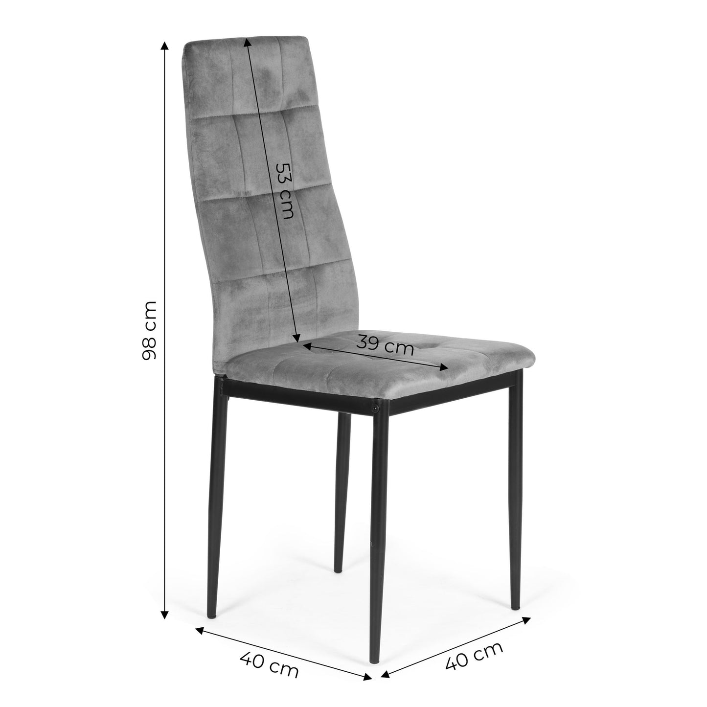 Set of 4 Velvet Chairs for Dining and Living Room Grey ModernHome