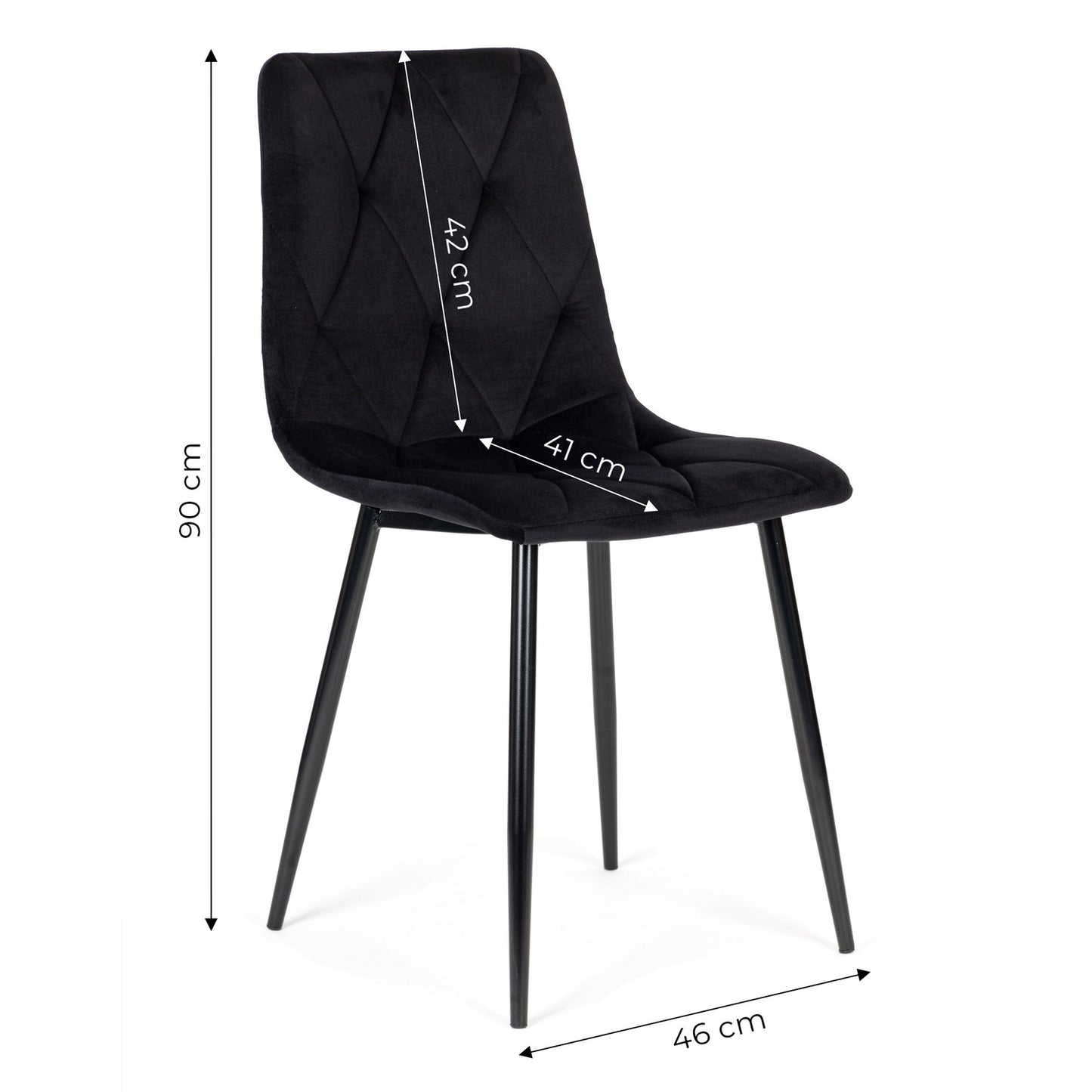 Set of 4 quilted velvet chairs for the dining room and living room - black
