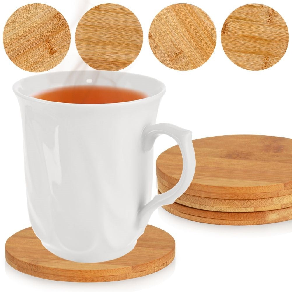 Set of 4 wooden coasters for glasses, mugs, pans