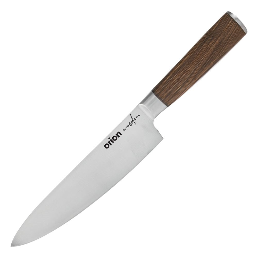 Set of 5 stainless steel kitchen knives with wooden handles