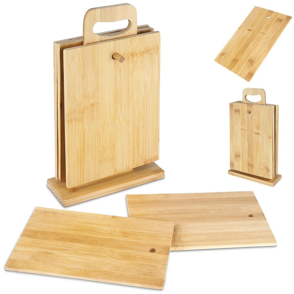 Set of 6 bamboo cutting boards for cutting and serving