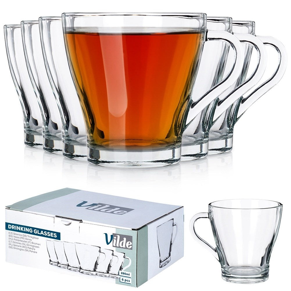 Set of 6 glasses with handles - Perfect for coffee/tea
