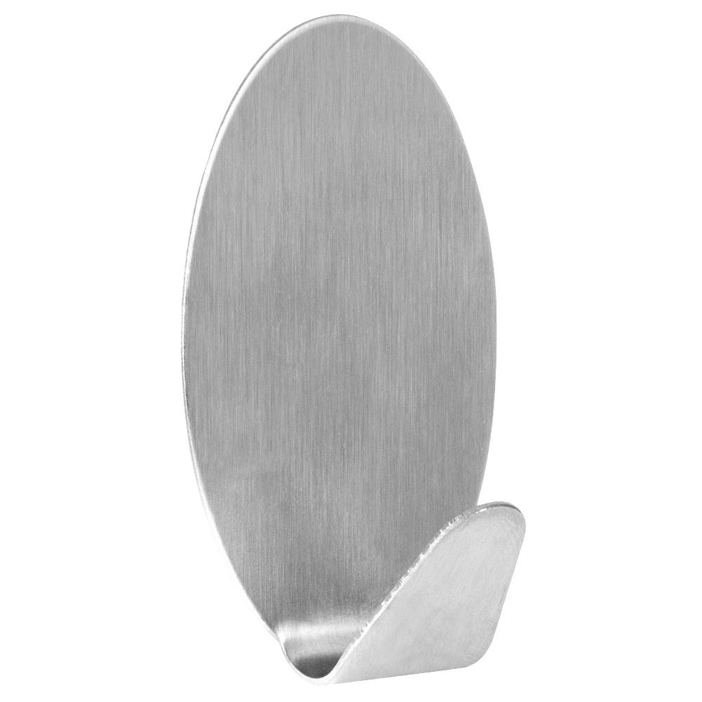 Set of 6 self-adhesive oval stainless steel hooks