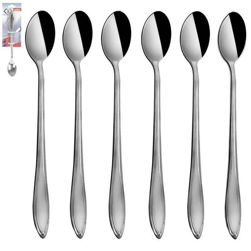 Set of 6 stainless cocktail spoons for dessert and latte