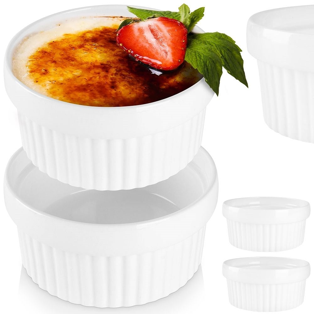 Set of Two Baking Dishes in White Ceramic for All Delicacies