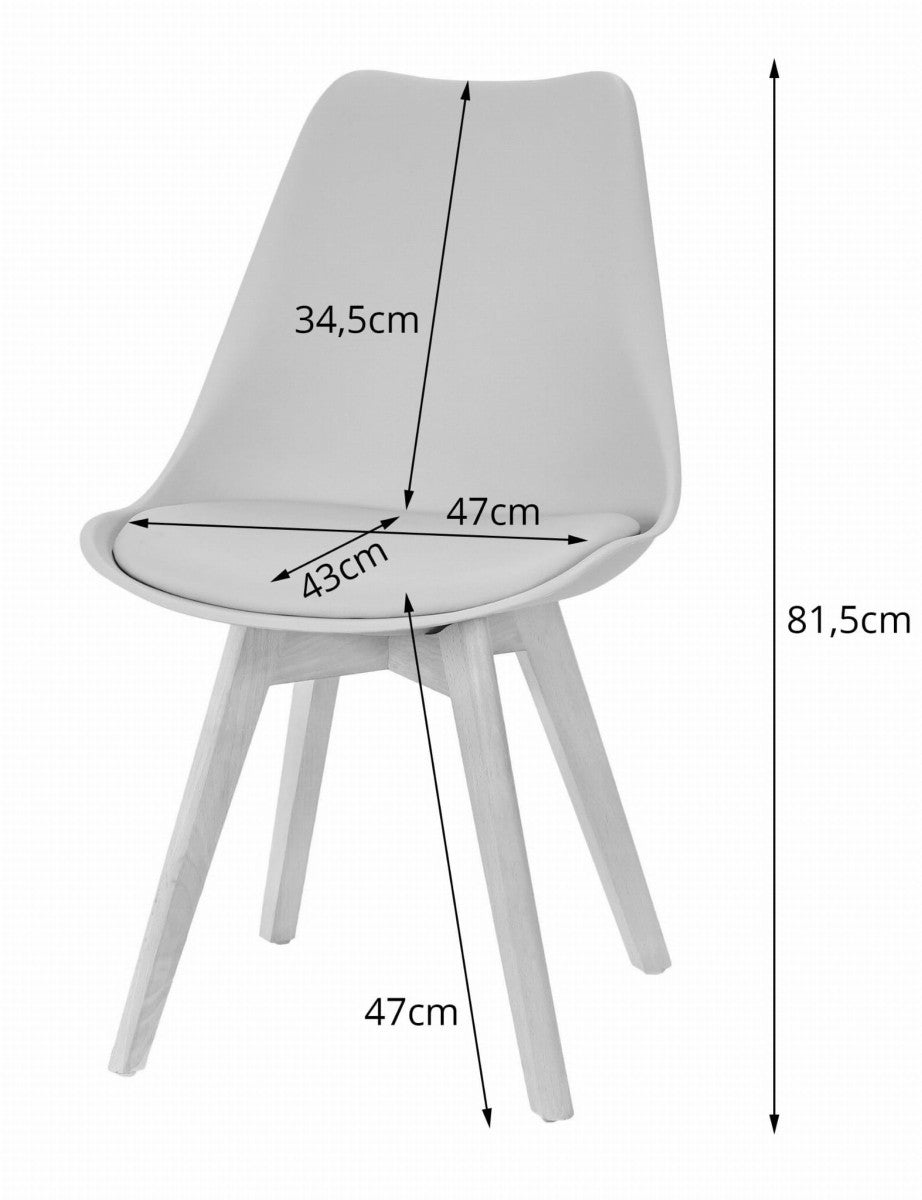 Set of chairs, black and white, wooden legs, 4 pcs