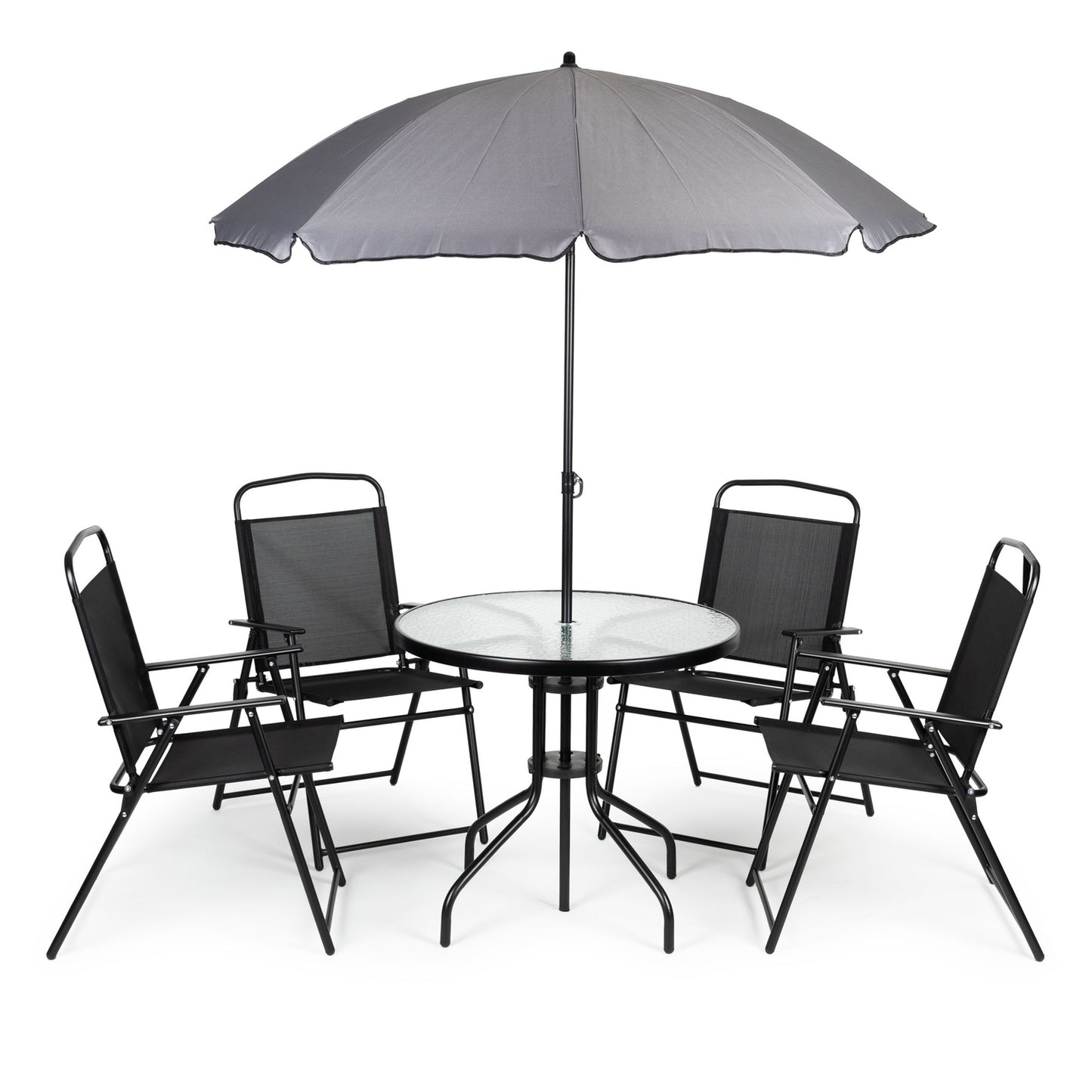 Set of garden furniture table 4 chairs umbrella