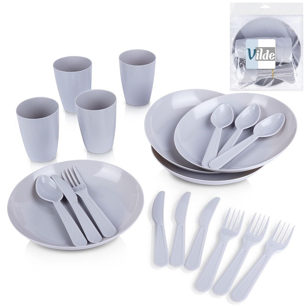 Set of plates and cutlery for 4 people, 20 pieces
