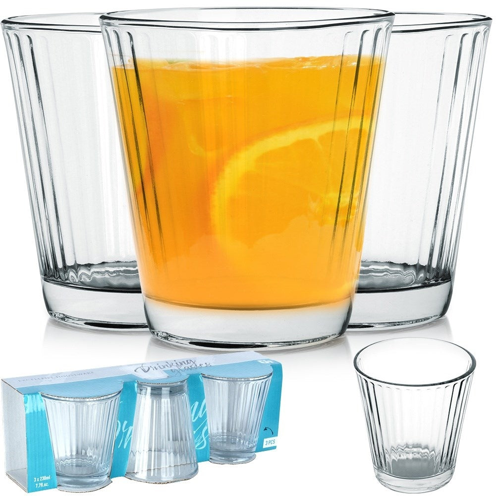 Set of three glasses, 220 ml, thick transparent glass
