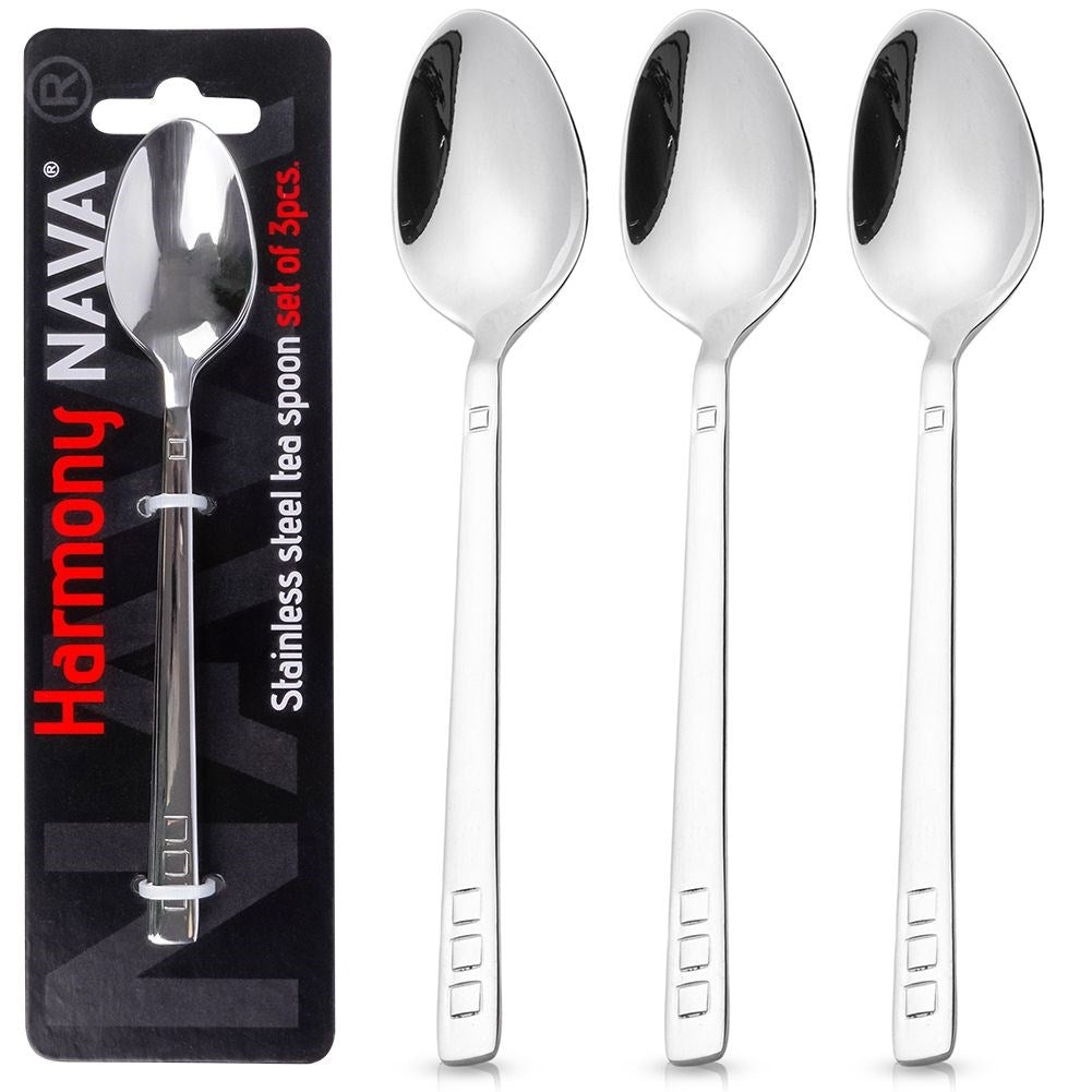 Set of three small spoons in stainless steel, dishwasher safe