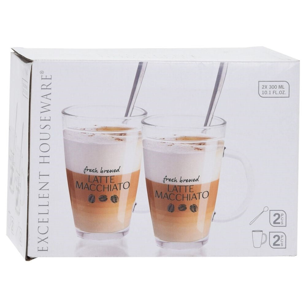 Set with latte glasses and long spoons - perfect for coffee lovers
