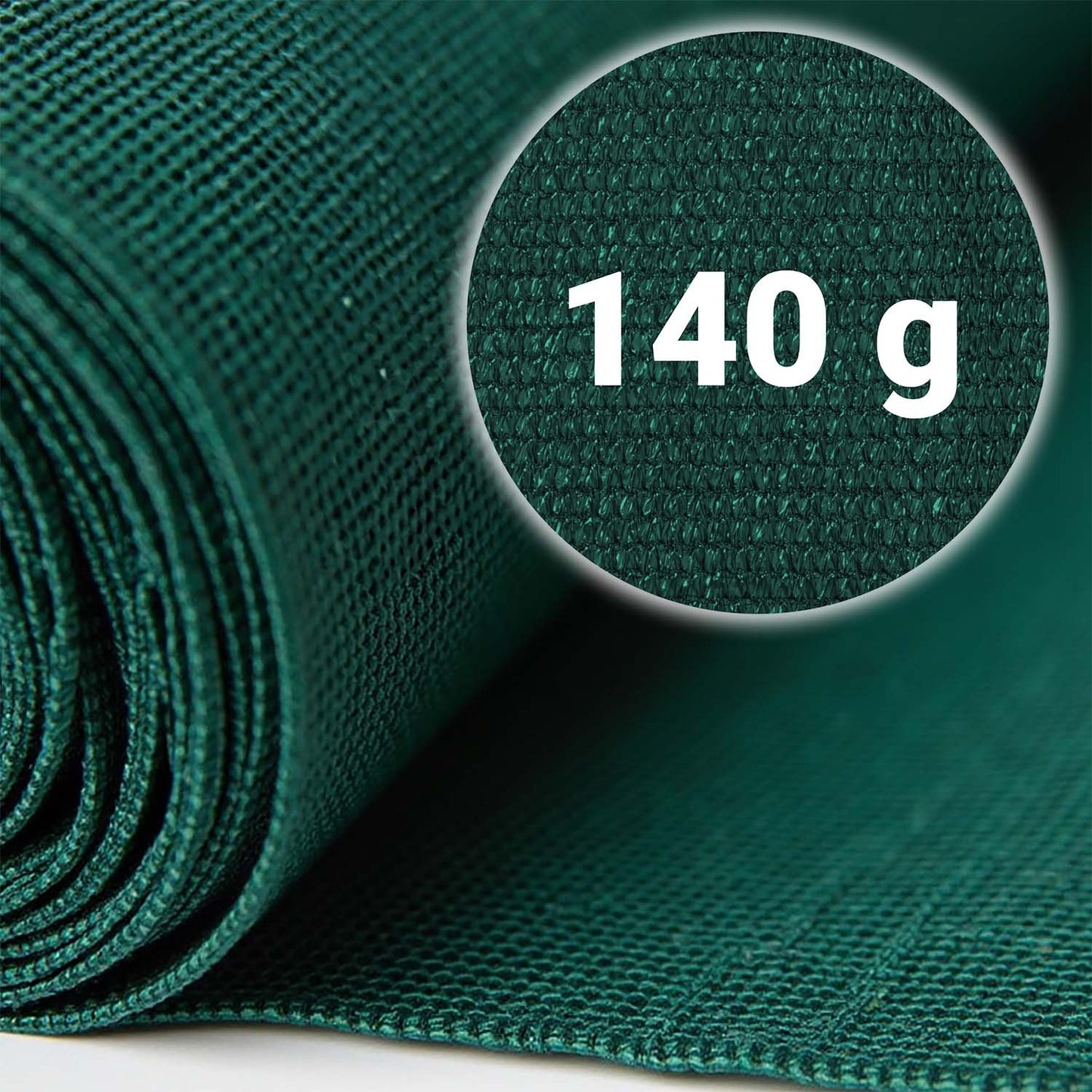 Shade net 1.5x25m 140g/m2 + 50 clamps green