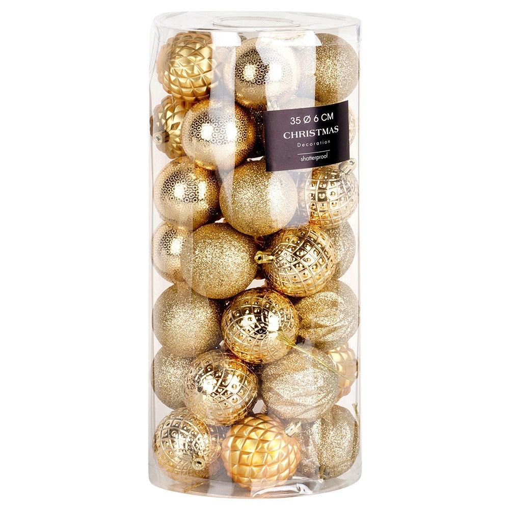 Shatterproof Christmas baubles gold 6 cm 35 pcs.