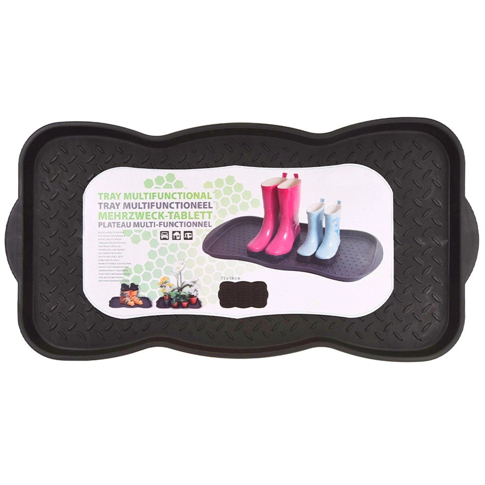 Shoe Tray 73x38 cm, Durable Black Mat for Floor Protection