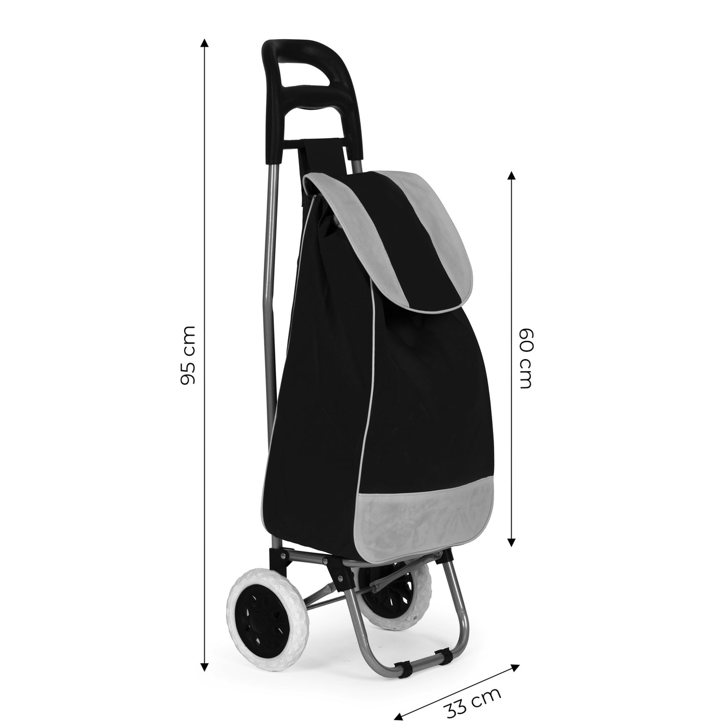 Shopping cart, 25l bag, on wheels, metal frame, rubber wheels, black ModernHome
