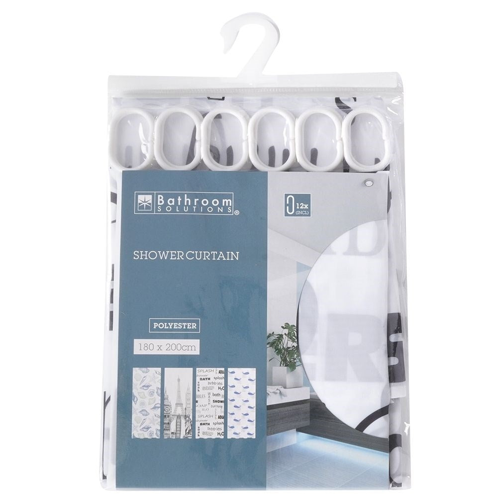 Shower curtain: Water protection, privacy, durable, 12 hooks