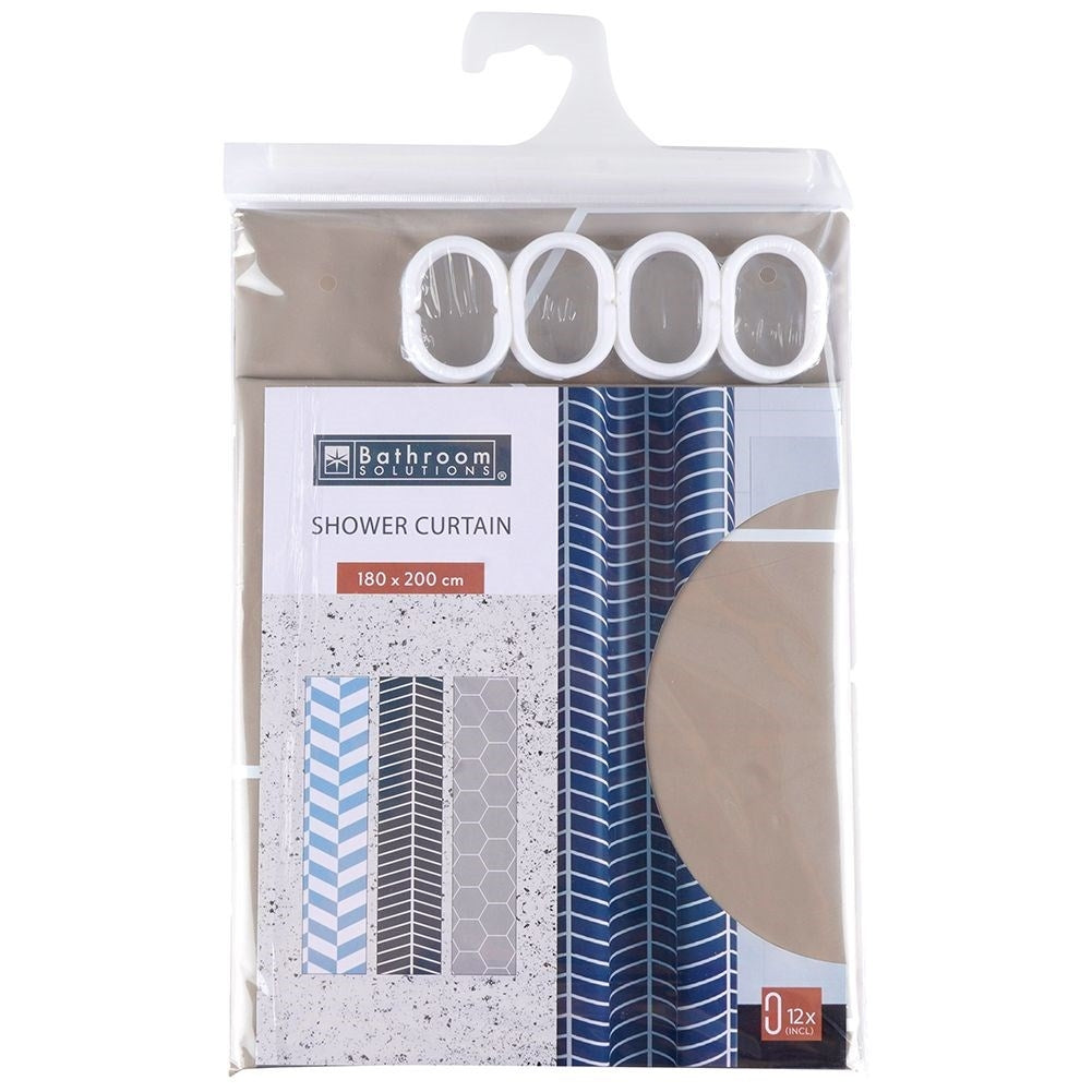Shower curtain with 12 hooks, water-resistant and durable