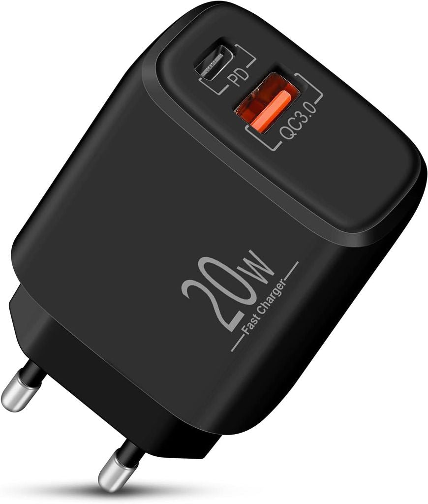 SiGN Fast Charger USB & USB-C, PD & QC3.0, 3A, 20W - Black