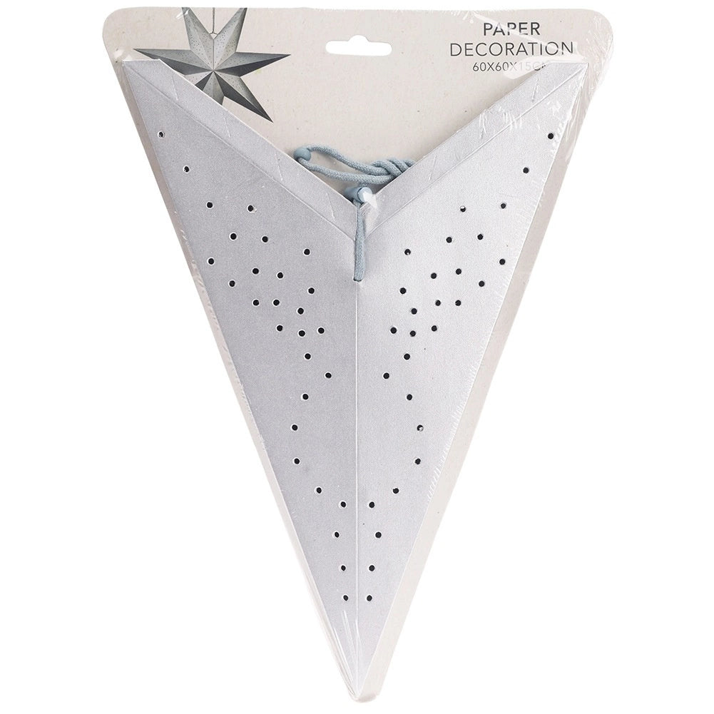 Silver Paper Star Decoration, 60 cm, Lace Pattern