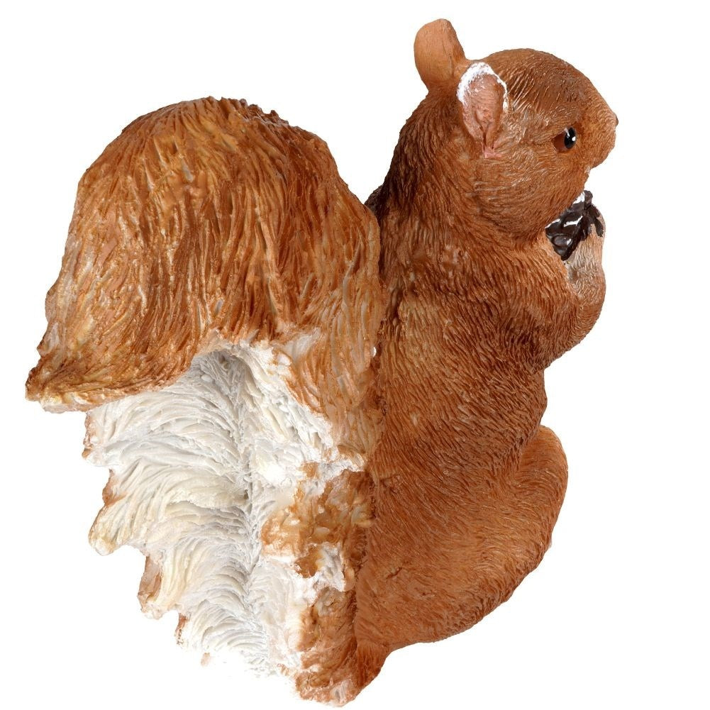 Sitting squirrel garden figure in synthetic stone