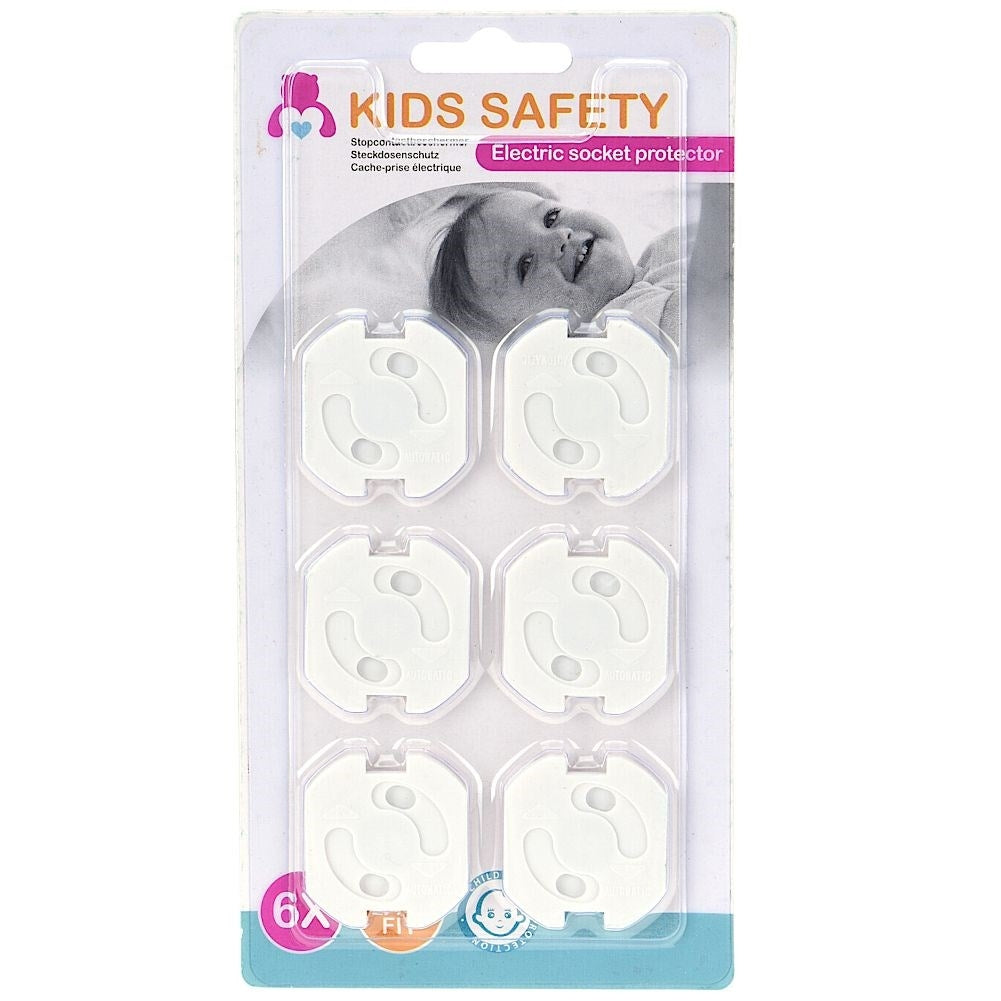 Six covers for electrical outlets with automatic turning system and self-adhesive strip