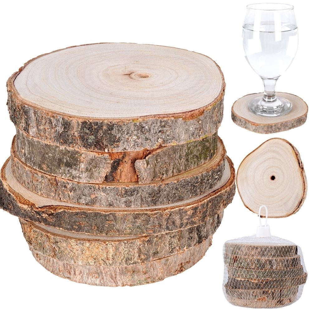Six drink coasters in natural paulownia wood