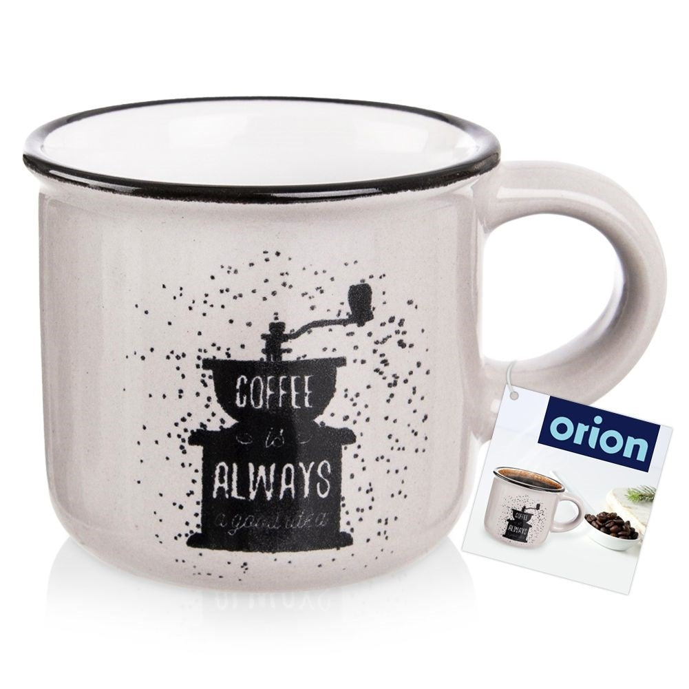 Small Decorated Espresso Cup with Coffee Grinder Motif