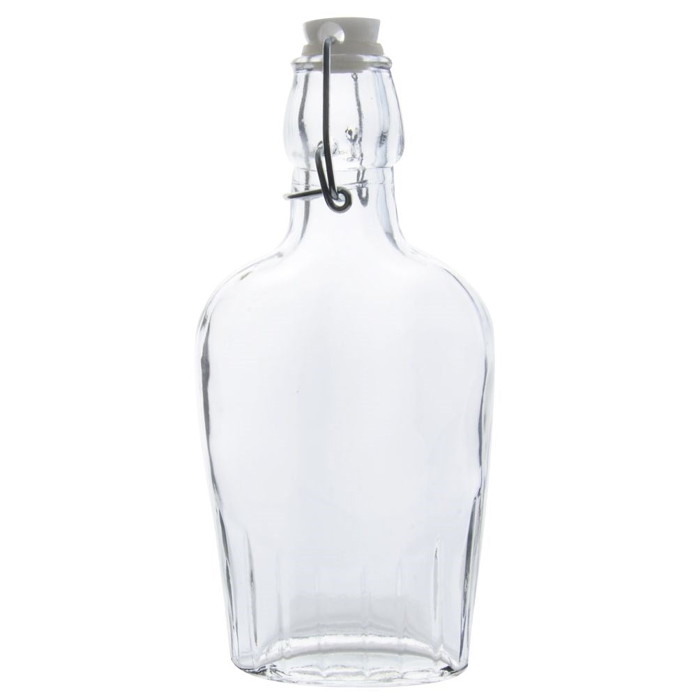 Small glass bottle 180 ml with tight clamp closure