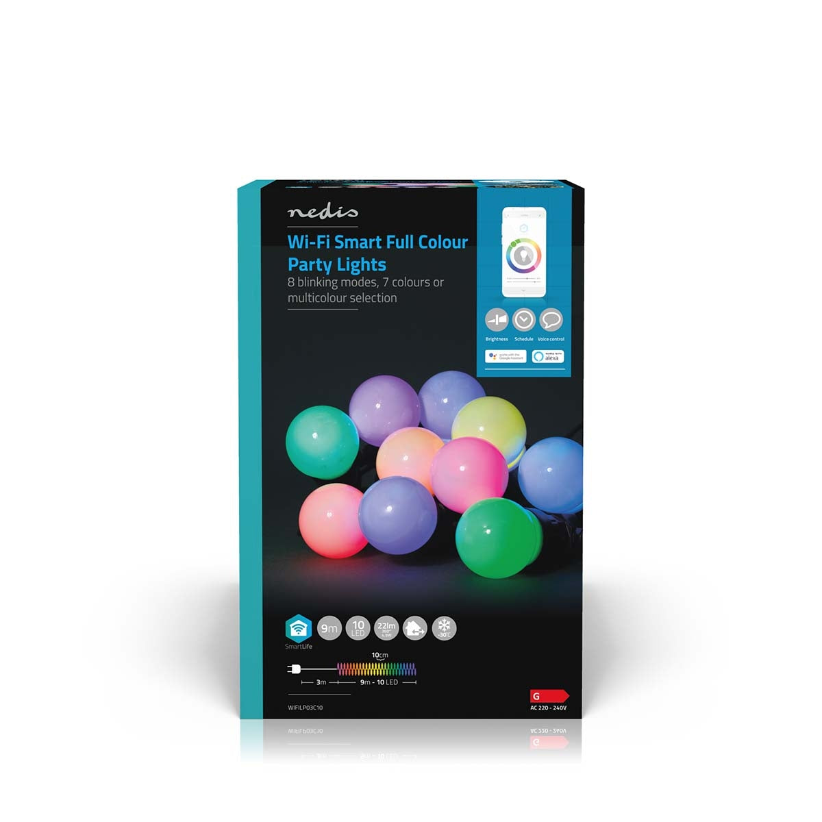 SmartLife Christmas Lighting | Party lights | Wi-Fi | RGB | 10 LEDs | 9.00 m | Android™ / IOS | Bulb diameter: 50 mm