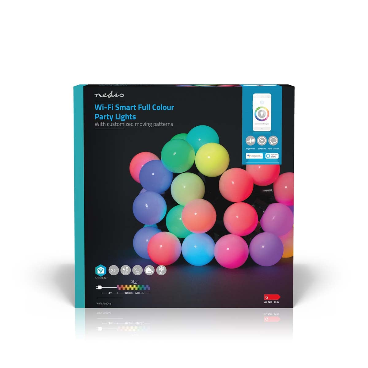 SmartLife Christmas Lighting | Party lights | Wi-Fi | RGB | 48 LEDs | 10.8 m | Android™ / IOS | Bulb diameter: 30 mm