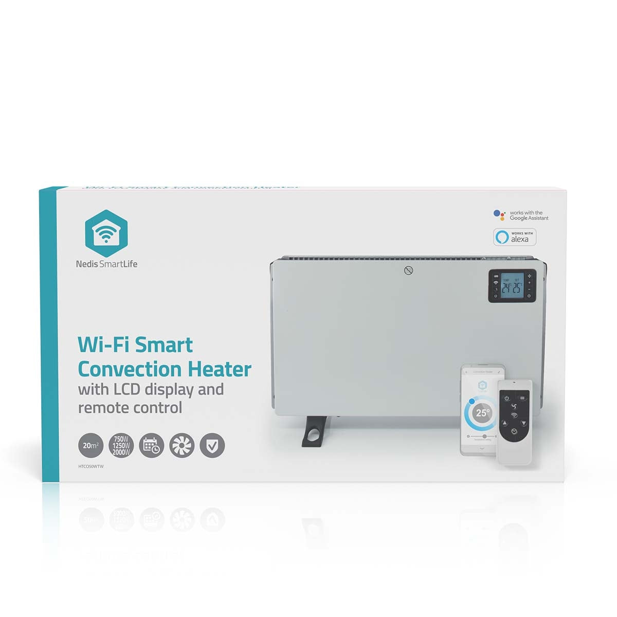 SmartLife Convection Heater | Wi-Fi | 2000 W | 3 Heat settings | LCD | 5 - 37 °C | Adjustable thermostat | White