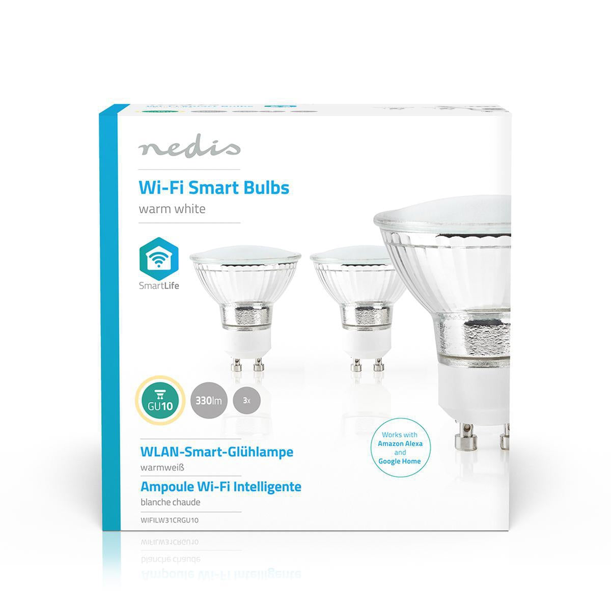 SmartLife LED Bulb | Wi-Fi | GU10 | 330 lm | 5 W | Warm White | 2700 K | Android™ / IOS | PAR16 | 3 pcs