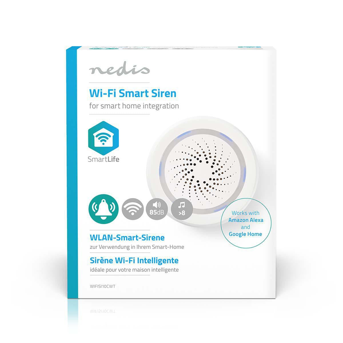 SmartLife Siren | Wi-Fi | Power adapter | 8 Sound | 85 dB| Android™ / IOS | White