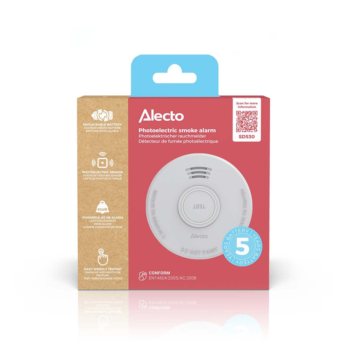 Smoke Detector, 5-Year Battery, White