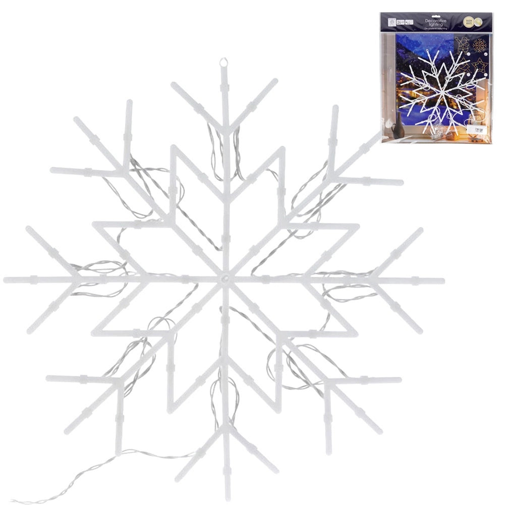 Snowflake Window Light, 24 LED, 35x35 cm, Battery-Powered