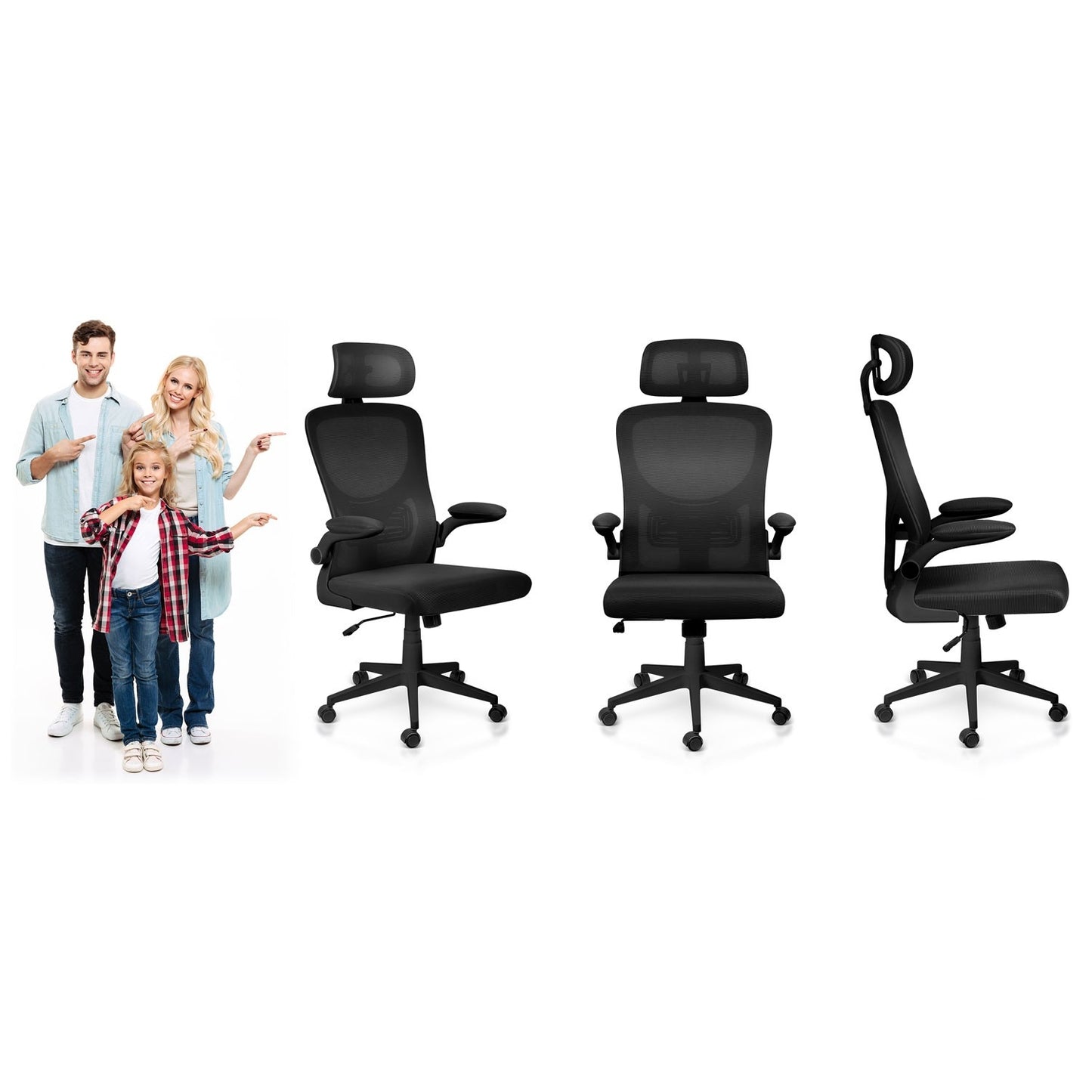 Sofotel Brass micromesh office chair, black