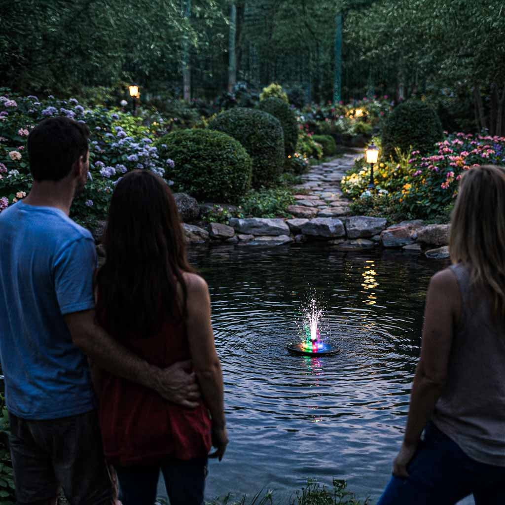 Solar Floating Fountain Pump, RGB LED, 8 Nozzles
