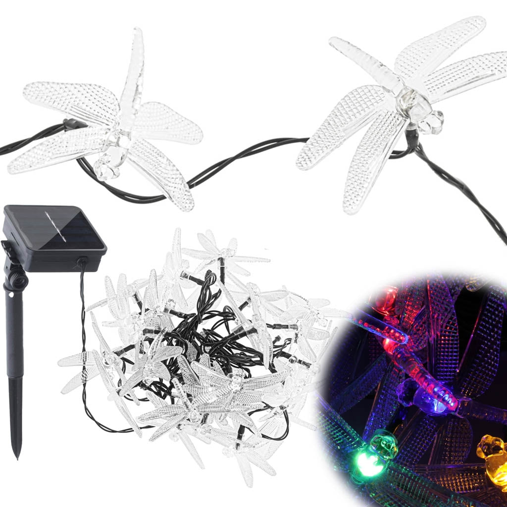 Solar dragonfly garden lights 6.5m 30LED multicolour