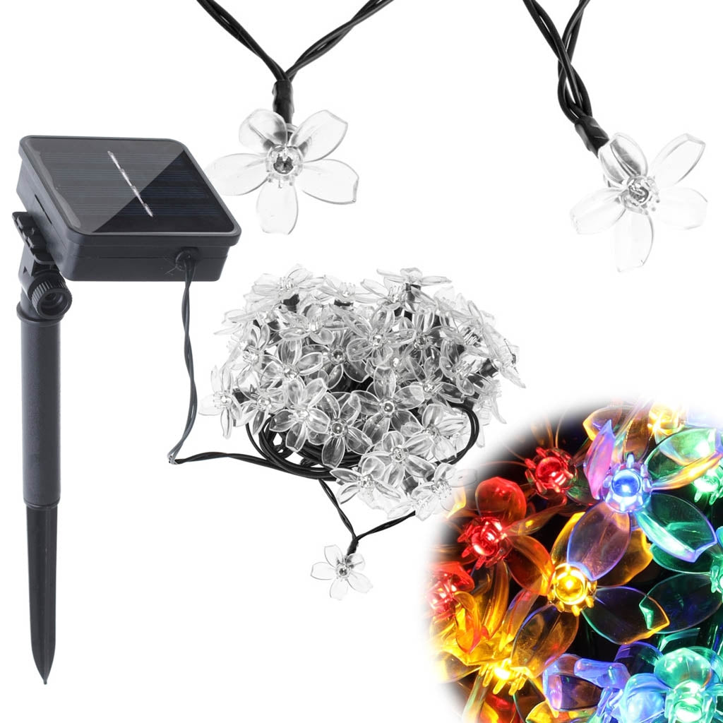 Solar flower garden lights 7m 50LED multicolour