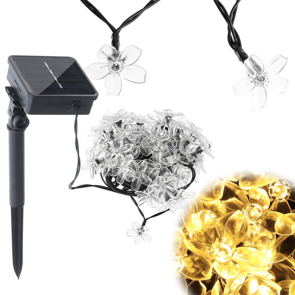 Solar flower garden lights 7m 50LED warm white