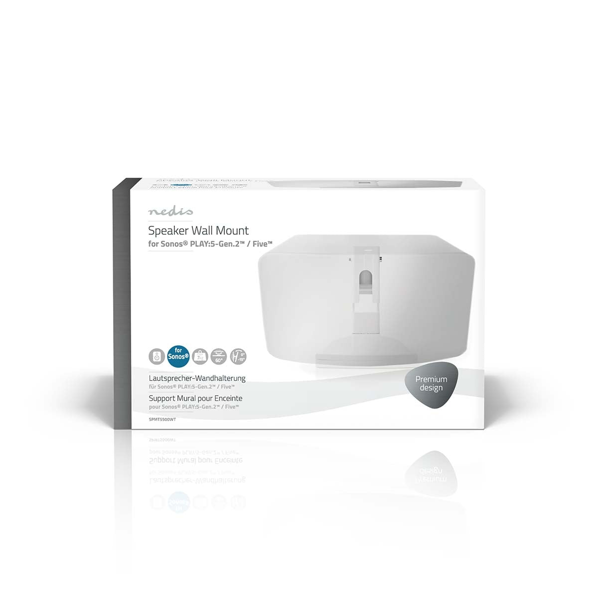 Speaker Bracket | Compatible with: Sonos® Five™ / Sonos® PLAY:5™ | Wall | 7 kg | Tilt / Rotation | Can be tilted | ABS / Steel | White
