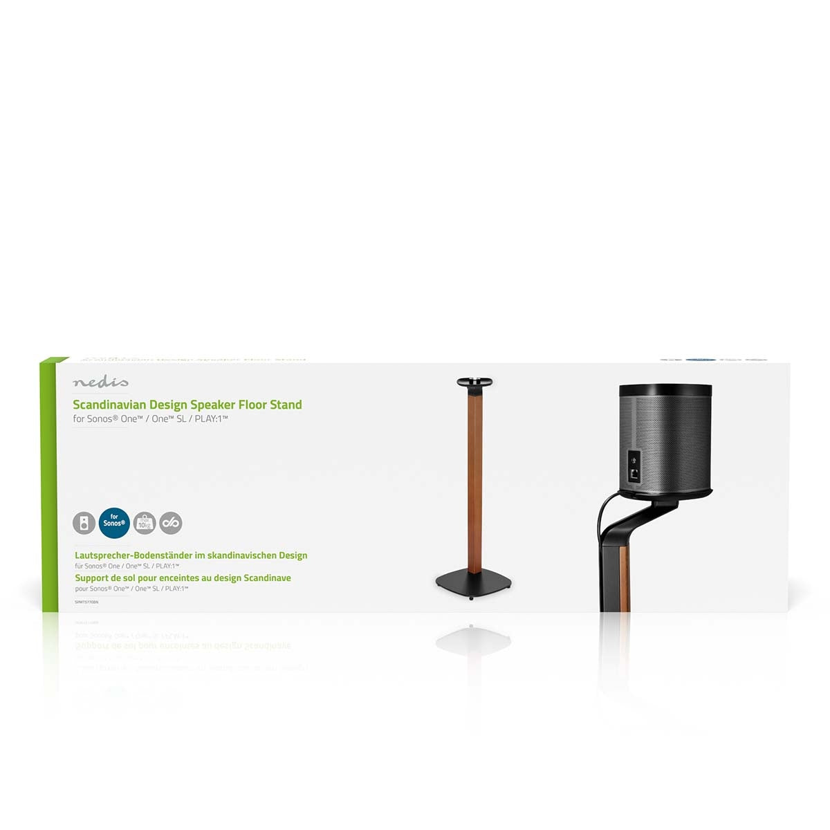 Speaker Bracket | Compatible with: Sonos® One SL™ / Sonos® One™ / Sonos® PLAY:1™ | Set | 10 kg | Fixed | Metal / Wood | Brown / Black