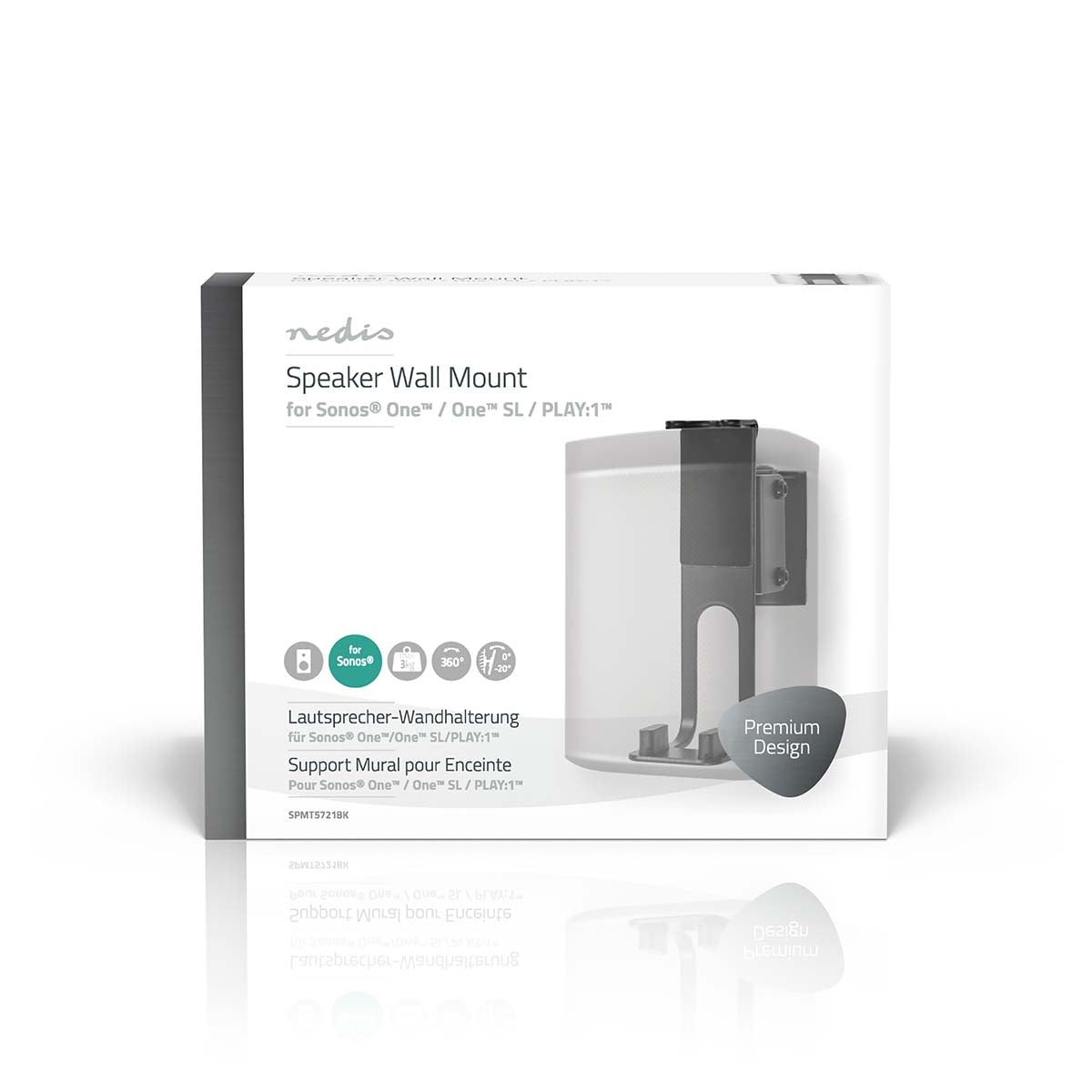 Speaker Bracket | Compatible with: Sonos® One SL™ / Sonos® One™ / Sonos® PLAY:1™ | Wall | 3 kg | Rotatable / Tilt / Twist | Can be tilted | Rotatable | Steel | Black
