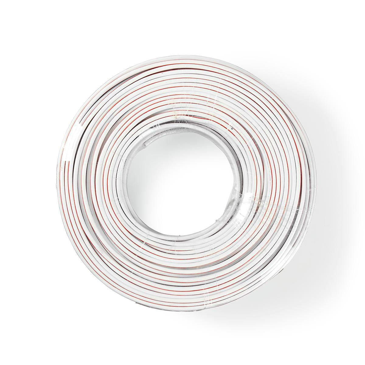 Speaker Cable | 2x 2.50 mm² | CCA | 100.0 m | Round | PVC | White | Wrap