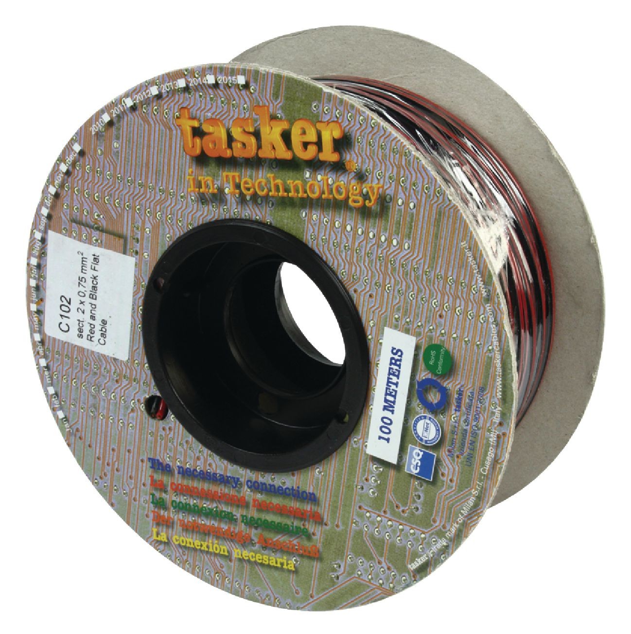 Speaker Cable on Reel 2x 0.75 mm² 100 m Black/Red