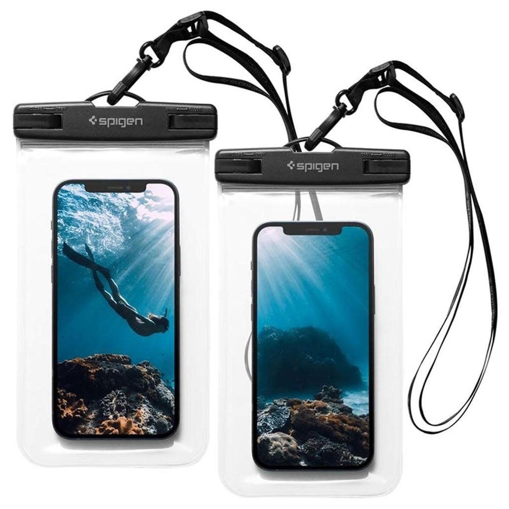 Spigen A601 Universal waterproof case, 2-pack - Crystal Clear
