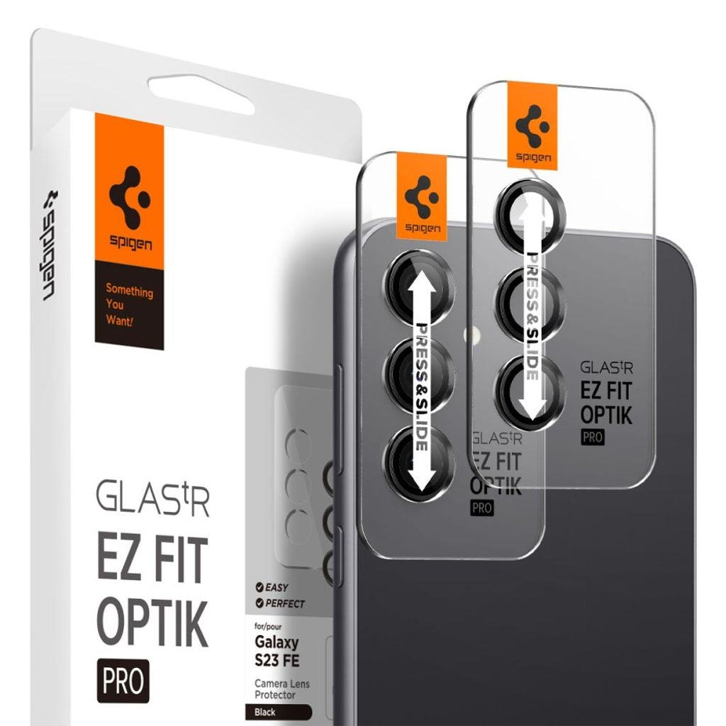 Spigen Glas.Tr Ez Fit Optik 2-pack linsskydd för Samsung Galaxy S23 Fe