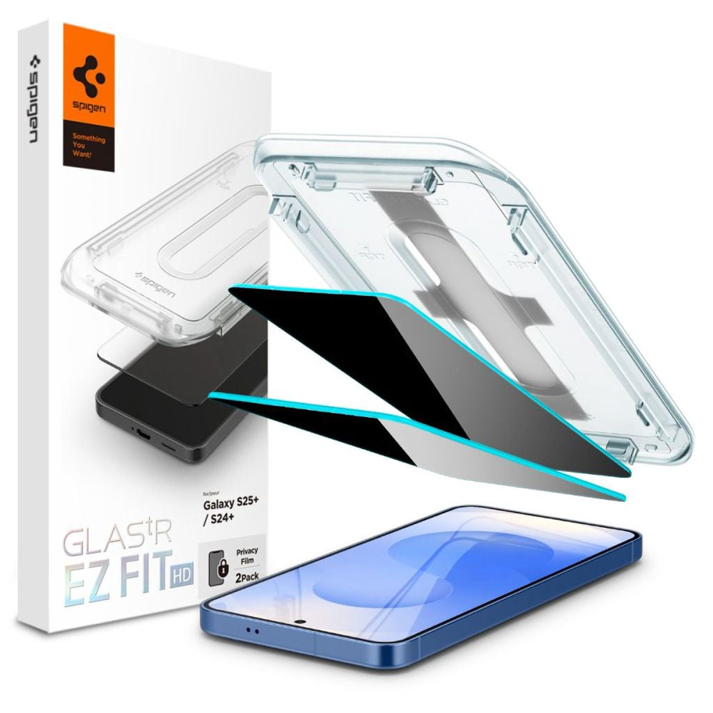 Spigen Glas.Tr Ez Fit Privacy 2-pack skärmskydd för Samsung Galaxy S24 Plus/S25 Plus