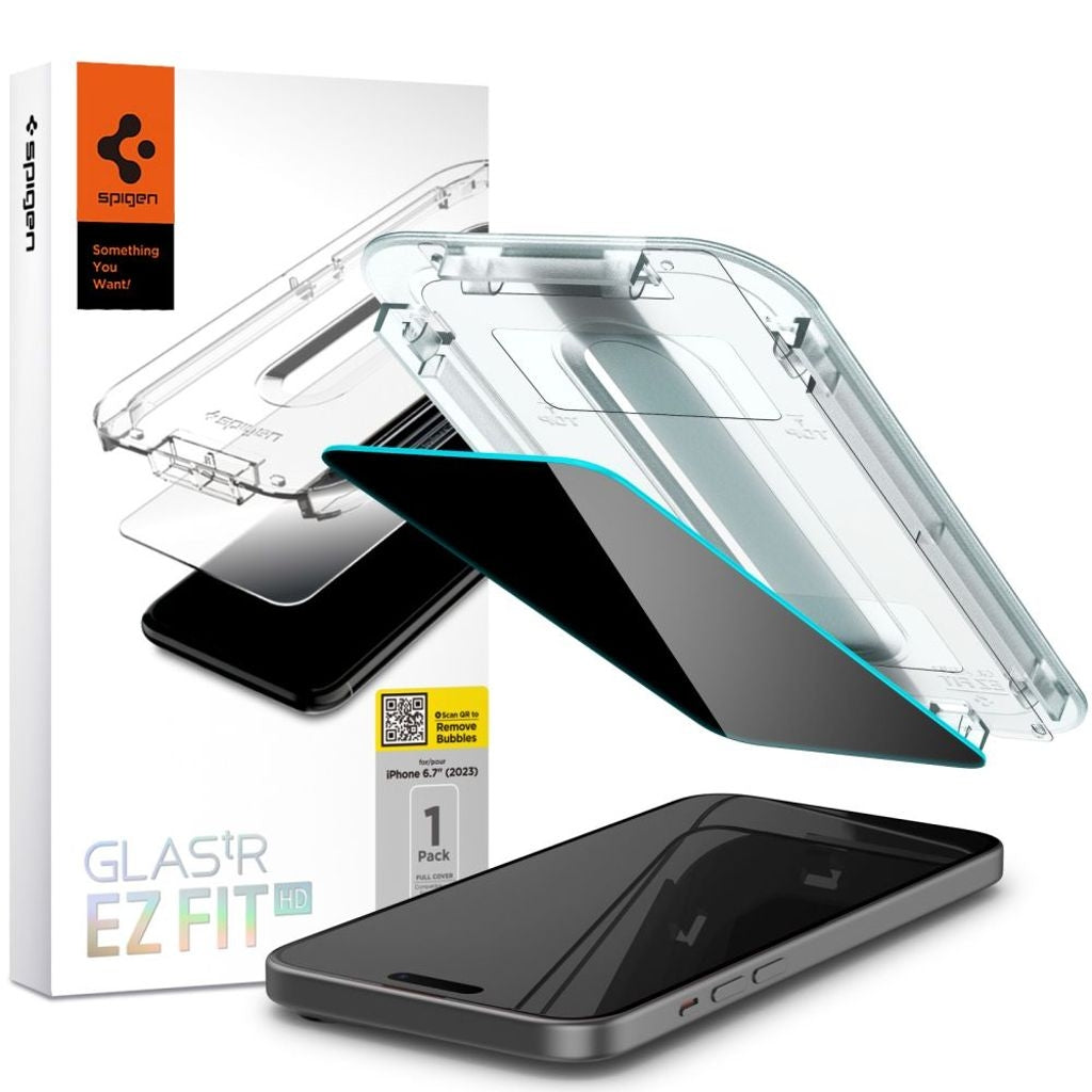 Spigen Glas.Tr Ez Fit Privacy Skärmskydd För iPhone 15 Plus - Transparent